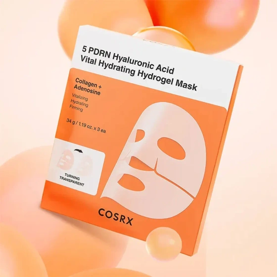 COSRX 5 PDRN Hyaluronic Acid Vital Hydrating Hydrogel Mask hydrożelowa maska z kwasem hialuronowym 3 x 34 g