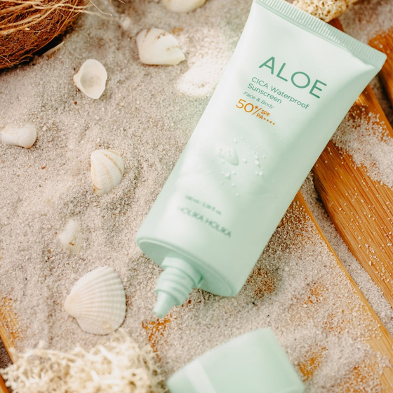 Holika Holika Aloe CICA Waterproof Sunscreen SPF50+ PA++++ wodoodporny krem-żel przeciwsłoneczny do ciała i twarzy 100 ml