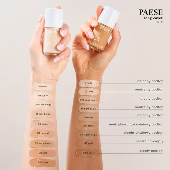 Paese Long Cover Fluid kremowy podkład kryjący do twarzy nowa formuła 0.5 Ivory 30 ml