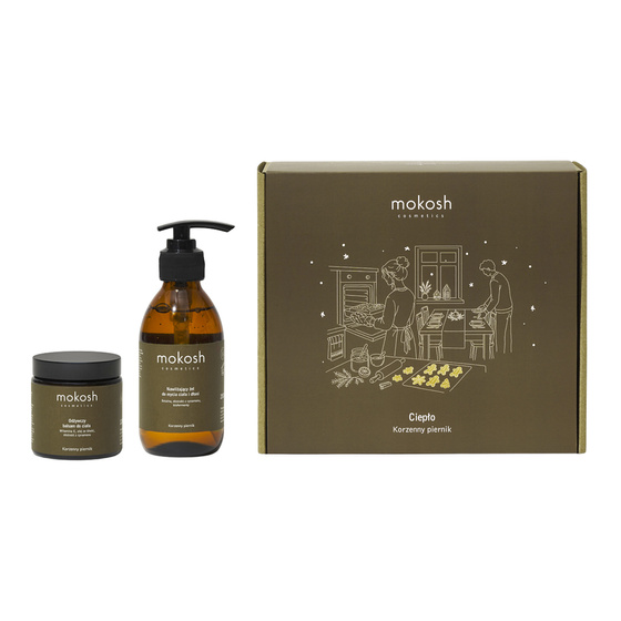 Mokosh Ciepło Rytuał Wieczerzy Korzenny Piernik zestaw prezentowy żel do mycia ciała i dłoni 200 ml + balsam do ciała 120 ml