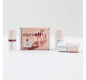 Semilac 3Steps Easy Off Set zestaw hybrydowy baza 7 ml + lakier L19 7 ml + top 7 ml