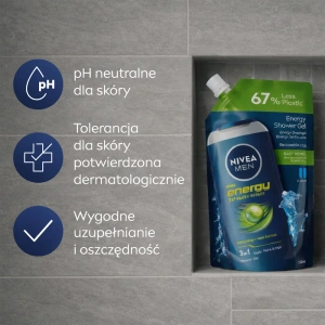 NIVEA MEN Energy energetyzujący żel pod prysznic 3w1 refill 500 ml