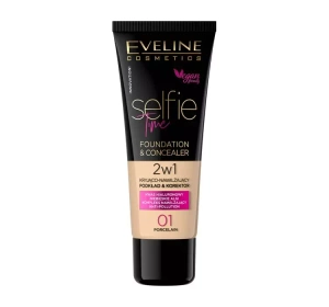 Eveline Cosmetics Selfie Time kryjąco-nawilżający podkład i korektor 01 Porcelain 30 ml