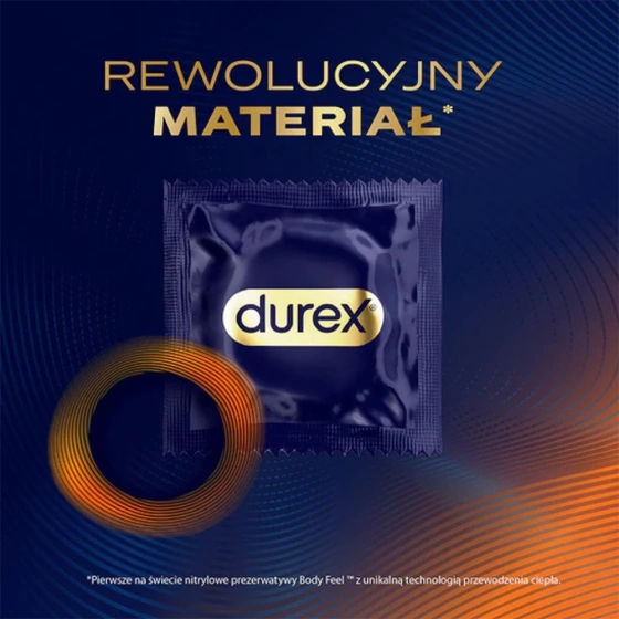 Durex Perfect Feel cienkie prezerwatywy nawilżane bez lateksu dające uczucie ciepła 3 szt