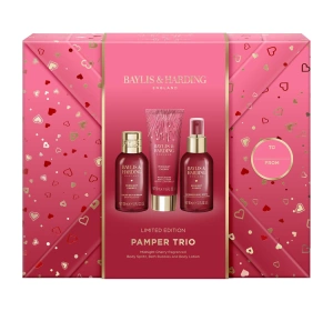 Baylis & Harding Midnight Cherry zestaw prezentowy pianka do kąpieli 100 ml + spray do ciała 95 ml + balsam do ciała 50 ml