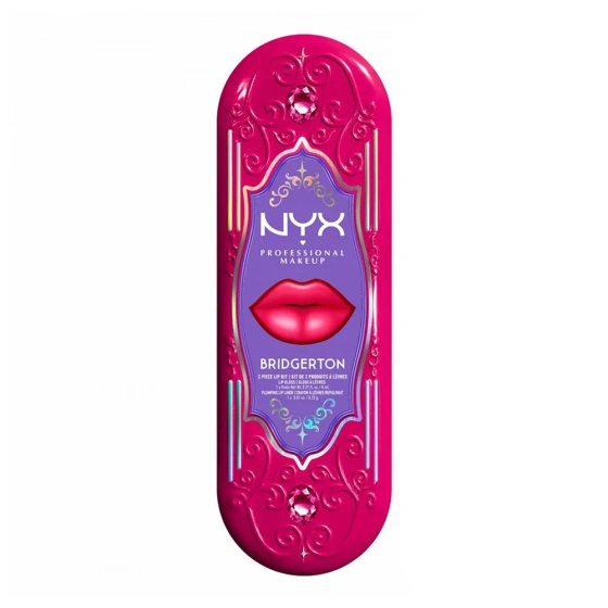 NYX Professional Makeup Bridgerton Royal Treasures Lip Kit 05 zestaw do makijażu ust błyszczyk Royal Butter Gloss Cherry Courtship 8 ml + konturówka Royal Lip Liner Berry of the Ball 0,33 g
