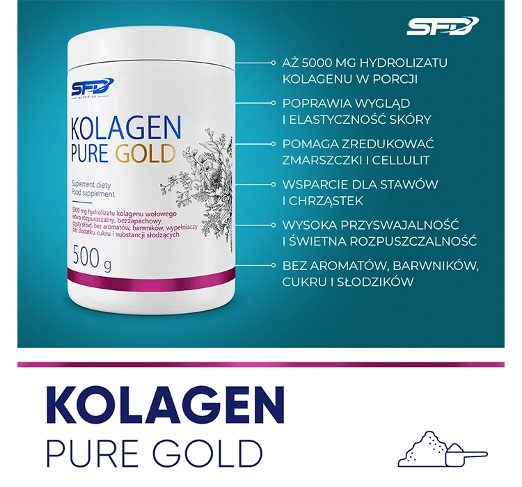 Коллаген говяжий SFD Pure Gold 5000 мг, порошок для напитка, 500 г — фото 3