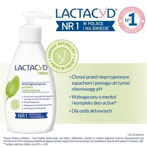 LACTACYD FRESH ODŚWIEŻAJĄCY ŻEL DO HIGIENY INTYMNEJ Z POMPKĄ 200ML