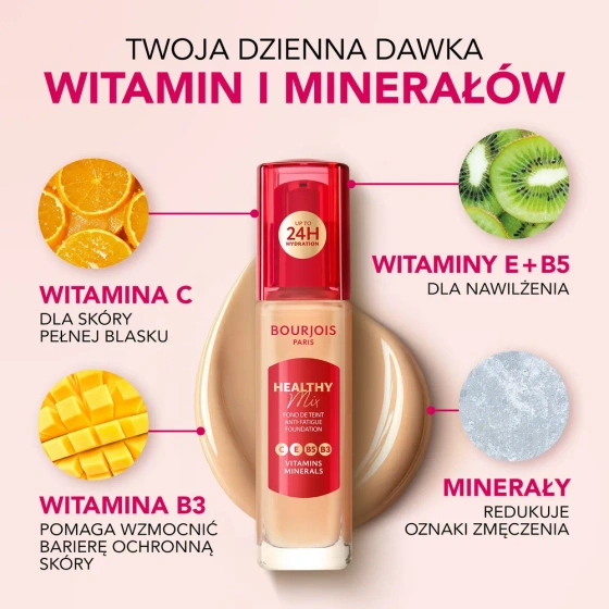 Bourjois Healthy Mix podkład niwelujący oznaki zmęczenia z kompleksem witamin i minerałów 53W Light Beige 30 ml