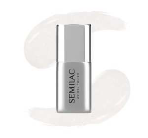 Semilac x Margaret mleczny top hybrydowy z opalizującymi drobinkami T32 Top No Wipe Milky Dust 7 ml