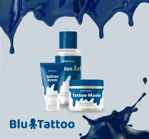 Blu Tattoo zestaw do pielęgnacji świeżego tatuażu krem 50 ml + masło 100 ml + oczyszczający żel 100 ml