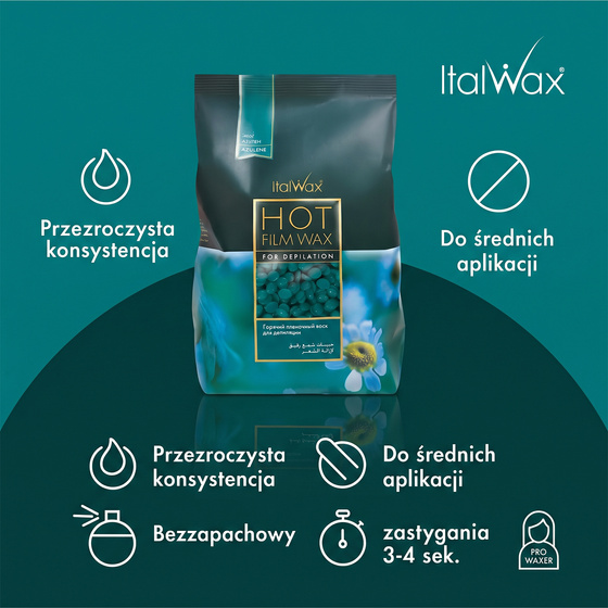 ItalWax twardy wosk do depilacji w granulkach Azulenowy 1000 g
