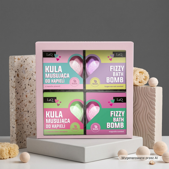 LaQ zestaw prezentowy musujące kule do kąpieli Twój Bilet do Domowego SPA 4 x 135 g
